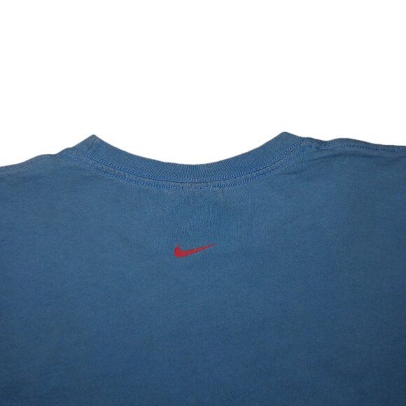 Nike Mens XL Cotton T Shirt Blue Short Sleeve Red Nike Swoosh Logo Mens XL - Picture 2 of 6